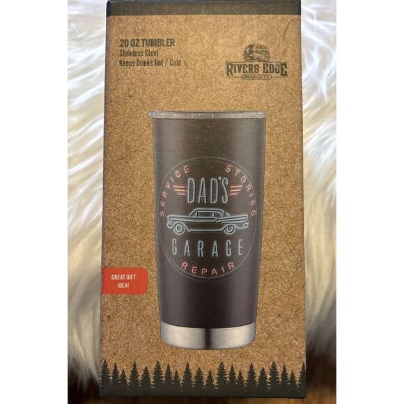 Dads Garage 20oz Tumbler,  Rivers Edge, Fathers Day Gift, Garage Flasks Coffee. - Picture 1 of 4